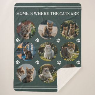 Aangepaste Fotocollage Katten groen Sherpa Deken