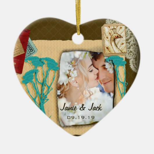 Aangepaste  fotocollage keramisch ornament (Voorkant)