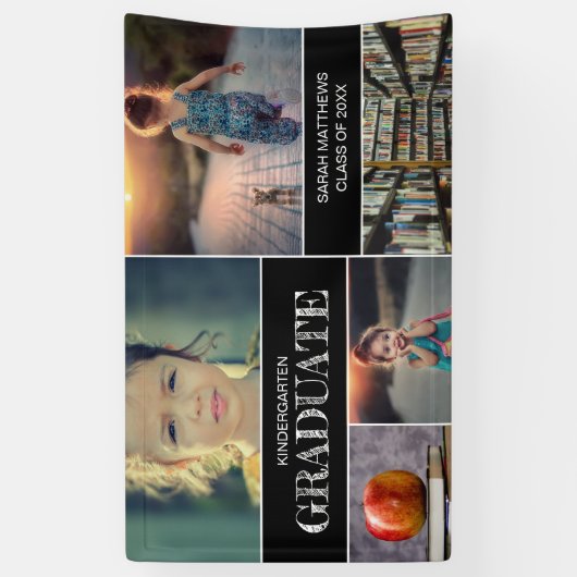 Aangepaste Fotocollage Kleuterschool Afstuderen Spandoek (Verticaal)