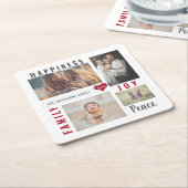 Aangepaste fotocollage Love Joy Family Kartonnen Onderzetters (Schuin)