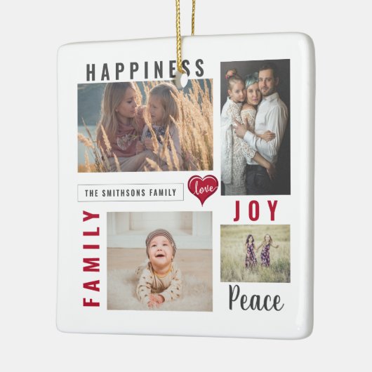 Aangepaste fotocollage Love Joy Family Keramisch Ornament (Links)