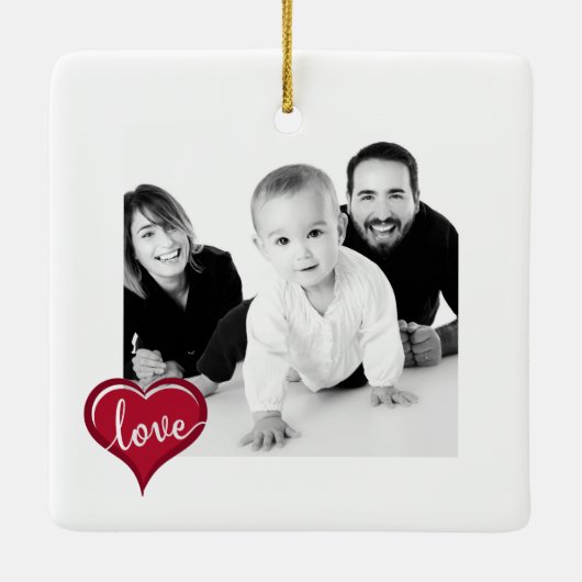 Aangepaste fotocollage Love Joy Family Keramisch Ornament (Achterkant)