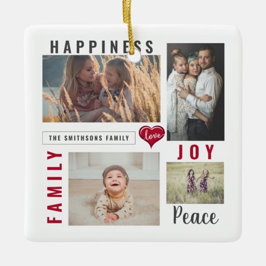 Aangepaste fotocollage Love Joy Family Keramisch Ornament (Voorkant)