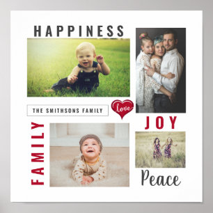 Aangepaste fotocollage Love Joy Family Poster