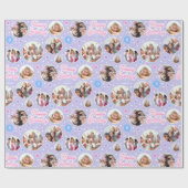 Aangepaste Fotocollage Meisjes Verjaardag Pastel P Cadeaupapier (Vlak)