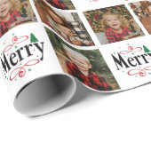 Aangepaste Fotocollage "Merry" Kerstverpakking Pa Cadeaupapier (Rol Hoek)