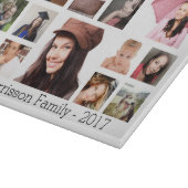 Aangepaste fotocollage met familienaam snijplank (Hoek)