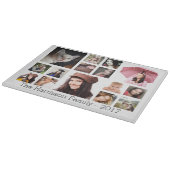 Aangepaste fotocollage met familienaam snijplank (Hoek)