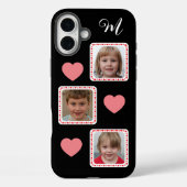 Aangepaste Fotocollage met Harten en Monogram Case-Mate iPhone Case (Achterkant)