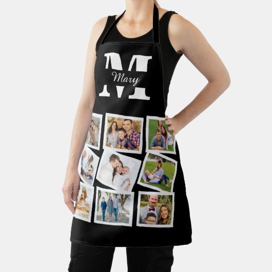 Aangepaste fotocollage met naam en monogram schort (Insitu)