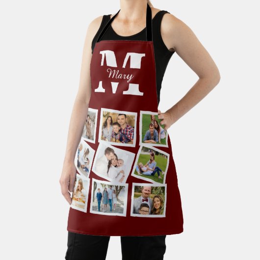 Aangepaste fotocollage met naam en monogram schort (Insitu)