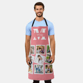 Aangepaste fotocollage met naam en monogram schort (Gedragen)