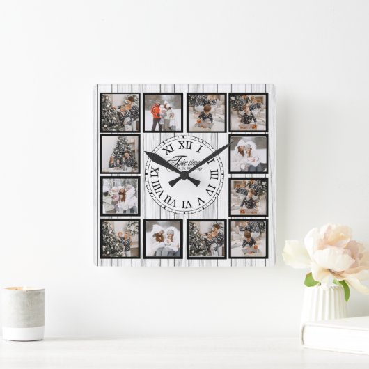 Aangepaste fotocollage met offerte vierkante klok (Huis)