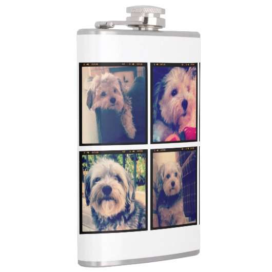 Aangepaste fotocollage met vierkante foto's heupfles (Rechts)