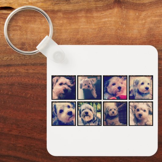 Aangepaste fotocollage met vierkante foto's sleutelhanger (Voorkant)