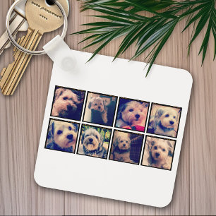 Aangepaste fotocollage met vierkante foto's sleutelhanger