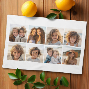 Aangepaste fotocollage met vierkante foto's theedoek