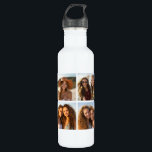Aangepaste fotocollage met vierkante foto's waterfles<br><div class="desc">Gebruik je favoriete foto of afbeeldingen om een leuk hoopje te maken om met vrienden te delen.</div>