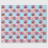 Aangepaste Fotocollage Modern Retro Blauw Patroon Cadeaupapier (Vlak)