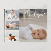 Aangepaste fotocollage moderne dank je baby shower briefkaart (Voorkant)