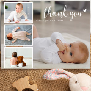 Aangepaste Fotocollage Moderne Dankjewel Baby Show Briefkaart