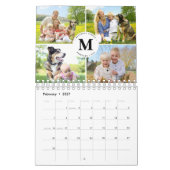 Aangepaste Fotocollage Moderne Familie Monogram 20 Kalender (Feb 2027)
