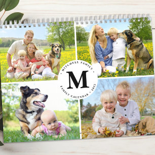 Aangepaste Fotocollage Moderne Familie Monogram 20 Kalender