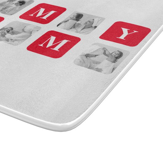 Aangepaste Fotocollage MOMMY Rood Snijplank (Hoek)