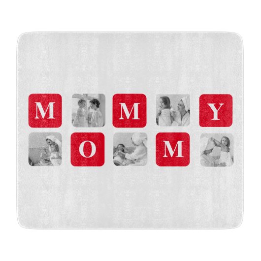 Aangepaste Fotocollage MOMMY Rood Snijplank (Voorkant)
