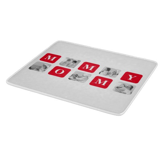 Aangepaste Fotocollage MOMMY Rood Snijplank (Hoek)