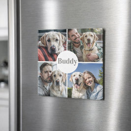 Aangepaste fotocollage naam hond magneet