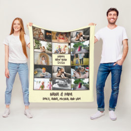Aangepaste Fotocollage Nieuwjaarsgeschenk Fleece Deken