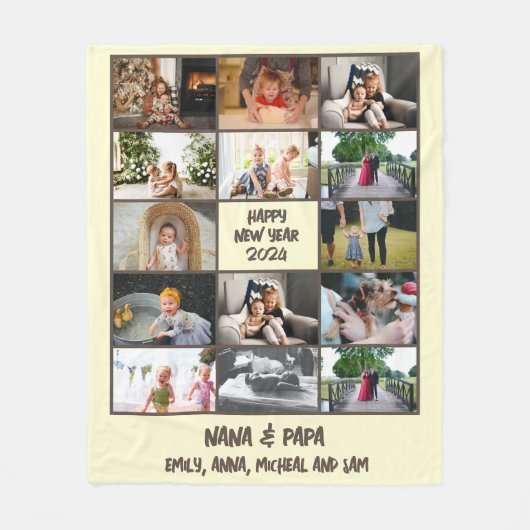 Aangepaste Fotocollage Nieuwjaarsgeschenk Fleece Deken (Voorkant)