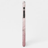 Aangepaste fotocollage op blauw roze marmeren patr iPhone hoesje (Linkerkant)