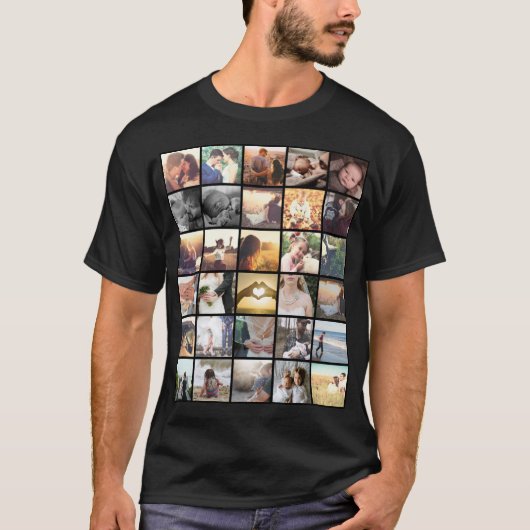 Aangepaste fotocollage op instagram t-shirt (Voorkant)