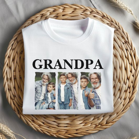Aangepaste Fotocollage Opa – Gepersonaliseerd Cade T-shirt