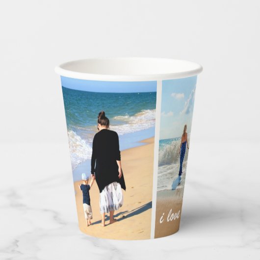 Aangepaste fotocollage papieren bekers met uw gezi (Voorkant)