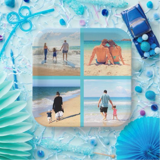 Aangepaste fotocollage papieren Borden met uw foto Bordje (Feest)