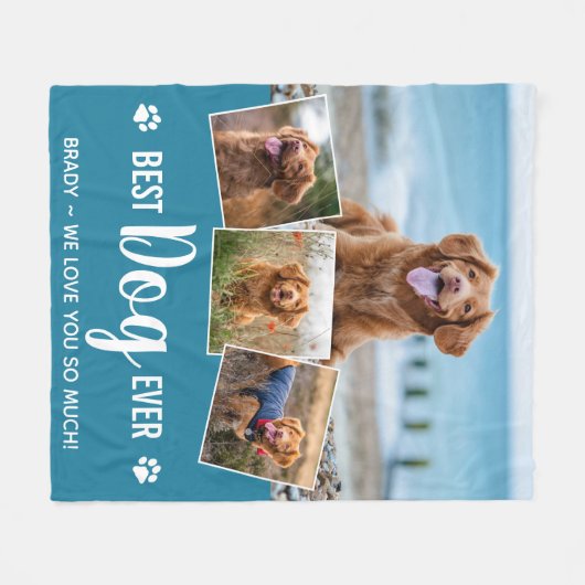 Aangepaste fotocollage Pet DOG Modern 4 Afbeelding Fleece Deken (Voorkant (Horizontaal))