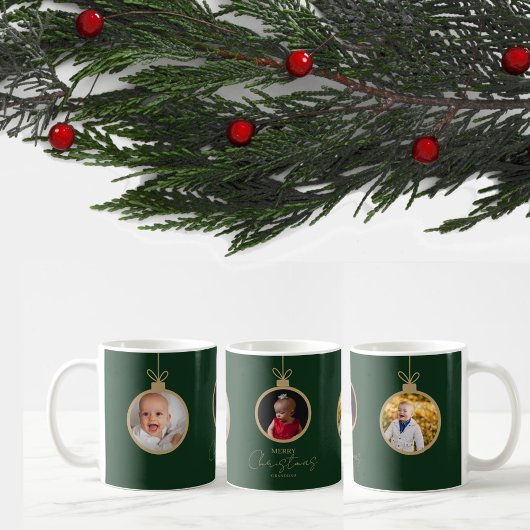 aangepaste fotocollage Prettig kerstfeest kerstbal Koffiemok