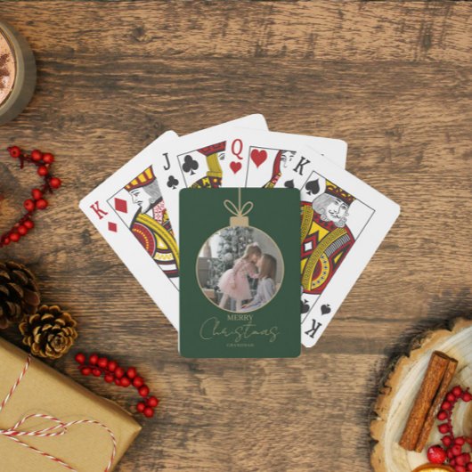 aangepaste fotocollage Prettig kerstfeest kerstbal Pokerkaarten