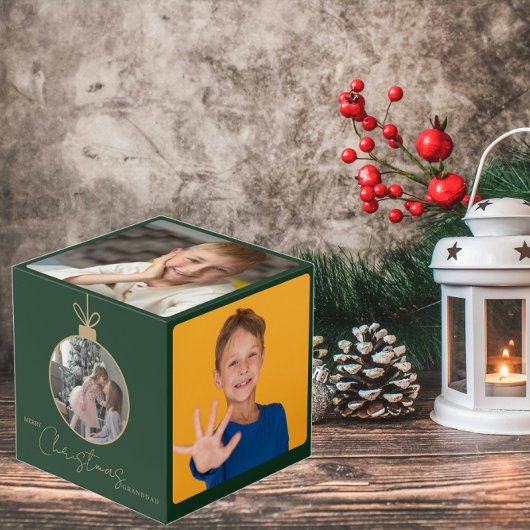 aangepaste fotocollage Prettig Kerstmis kerstbal Kubus