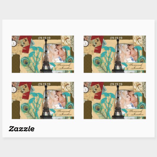 Aangepaste  fotocollage rechthoekige sticker (Vel)