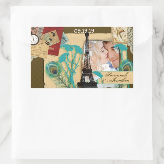 Aangepaste  fotocollage rechthoekige sticker (Tas)