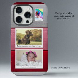 Aangepaste fotocollage rood roze iPhone 15 pro case