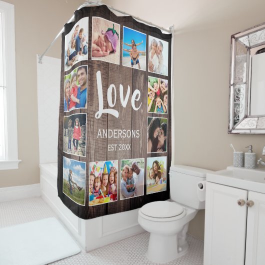 Aangepaste fotocollage Rustic Farmhouse Douchegordijn (In situ)