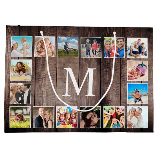 Aangepaste fotocollage Rustic Farmhouse Groot Cadeauzakje (Achterkant)