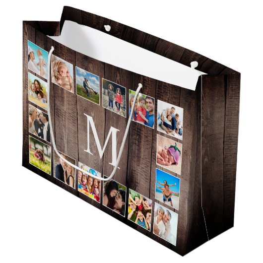 Aangepaste fotocollage Rustic Farmhouse Groot Cadeauzakje (Voorkant Gekanteld)