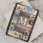 Aangepaste fotocollage Rustic Farmhouse iPad Pro Cover<br><div class="desc">Creëer uw eigen persoonlijke 16 foto-collage ipad slimme cover met uw aangepaste afbeeldingen op een robuuste houten plank-achtergrond in de stijl van het boerenbedrijf. Het ontwerp kenmerkt ook uw monogram. Voeg uw favoriete foto's,  design of kunstwerken toe aan iets echt unieks te creëer.</div>