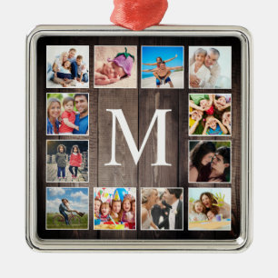 Aangepaste fotocollage Rustic Farmhouse Metalen Ornament